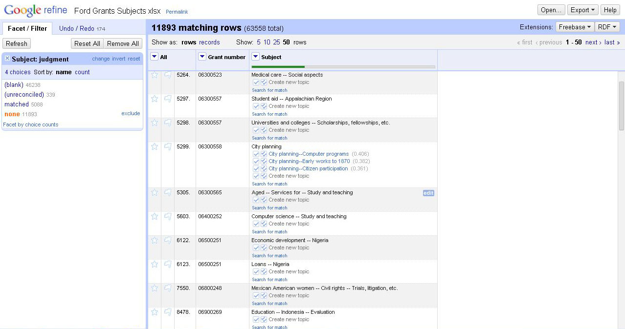 Matching data with Open Refine and LCSH