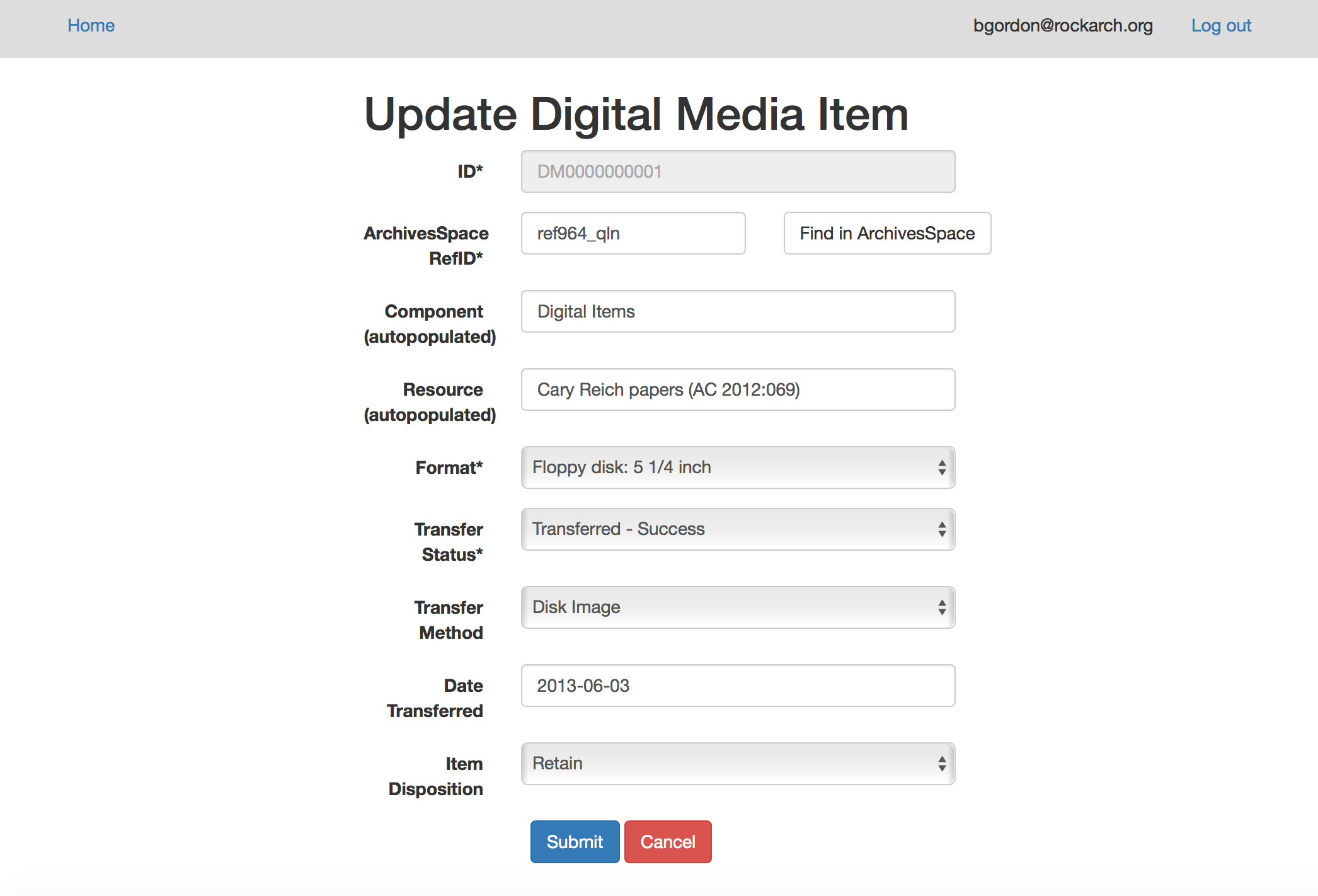 Digital Media Log Form