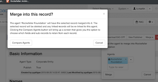 Merging agents in ArchivesSpace