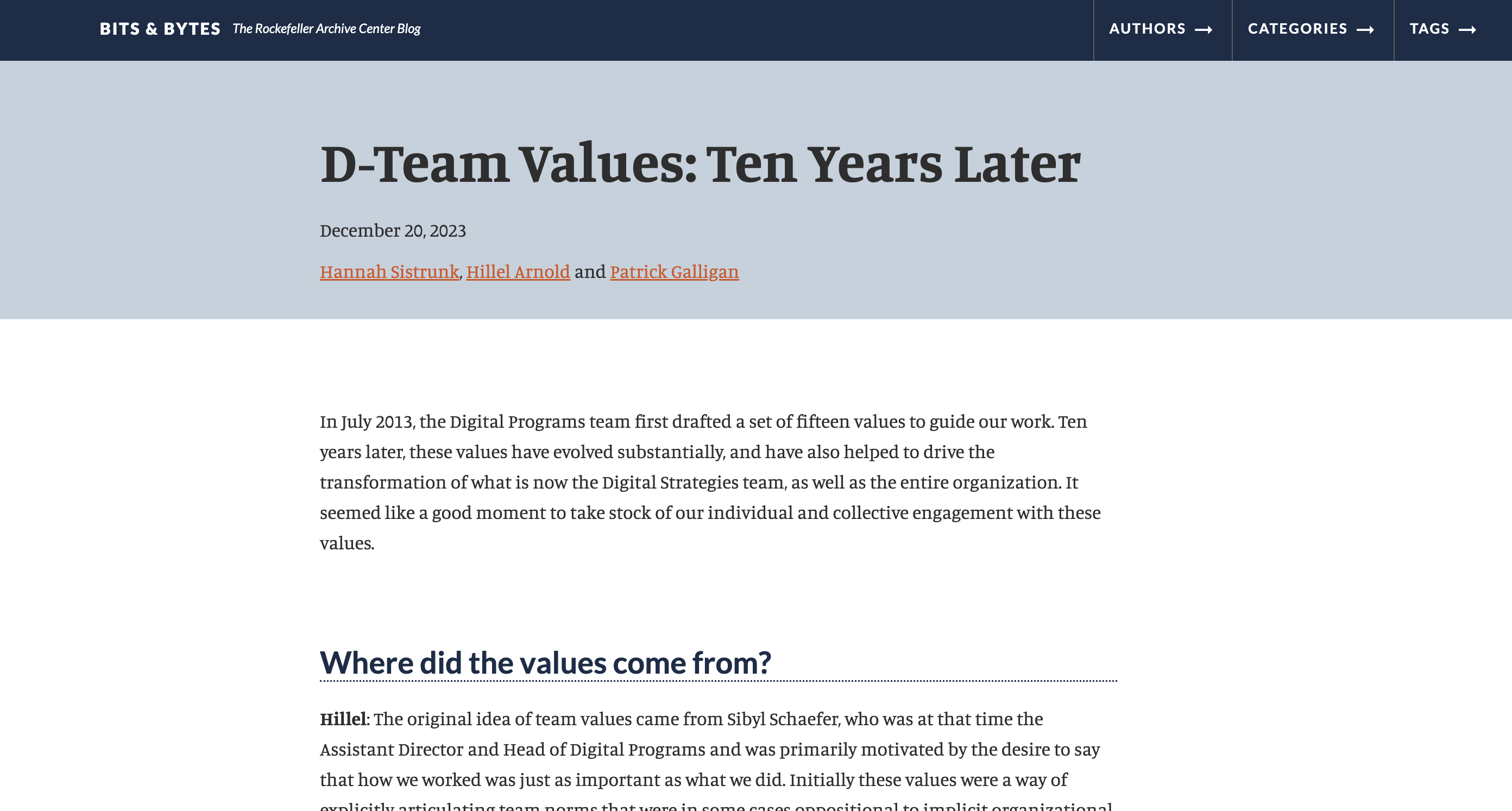 Blog website post page screenshot of new design with RAC dark blue header and light blue background behind post title