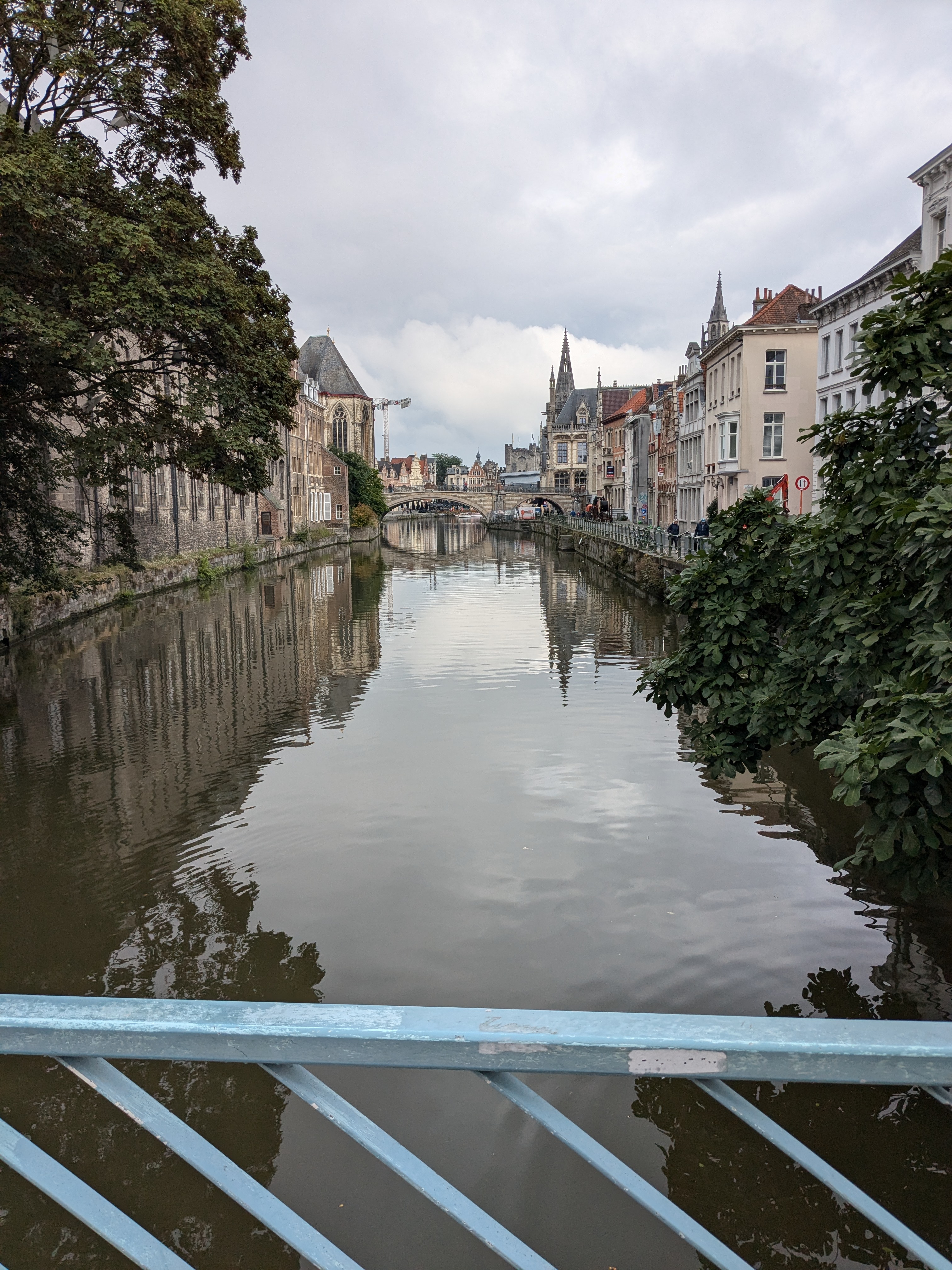 View from a bridge of a canal in Ghent, Belgium.