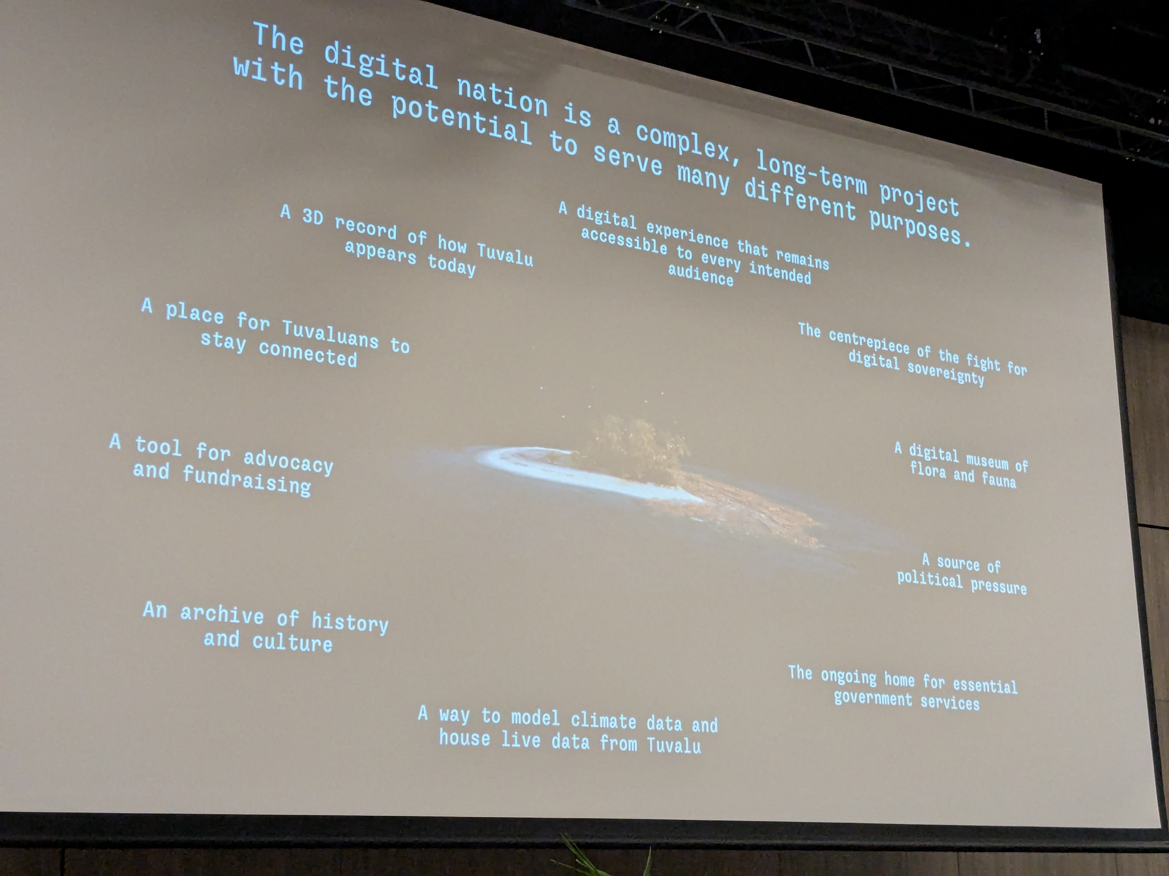 Purposes of a Tuvaluan Digital Nation from Hon. Simon Kofe's keynote speech.